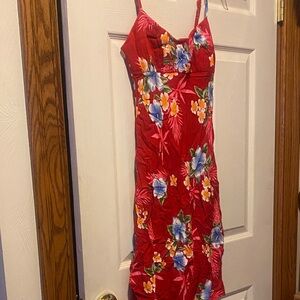 Floral Red Midi Dress